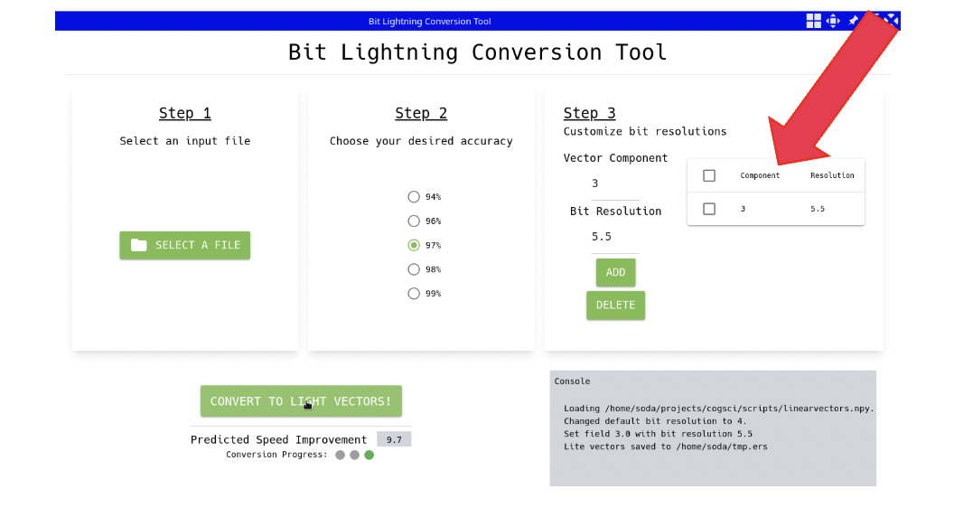 Bit Lightning at Step 3 customization stage