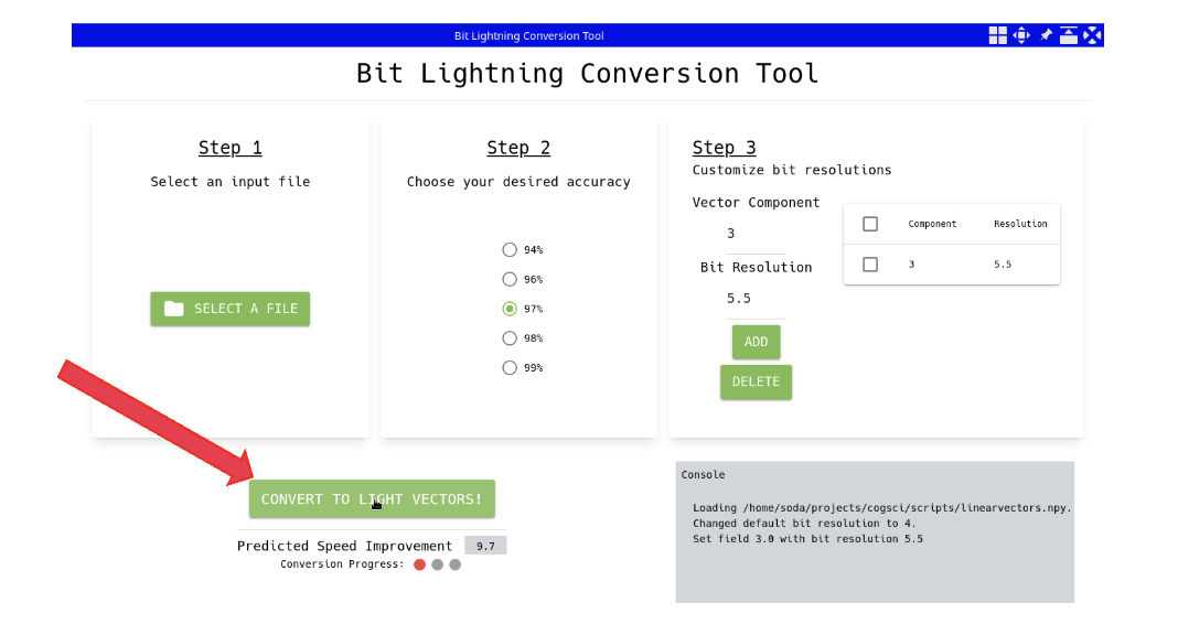 Screenshot showing the bit lightning interface at step 4